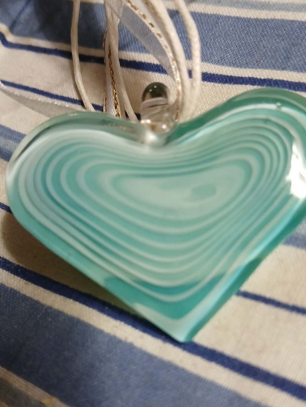 Glass Heart Pendant Necklace Lampwork Art Vintage Jewelry